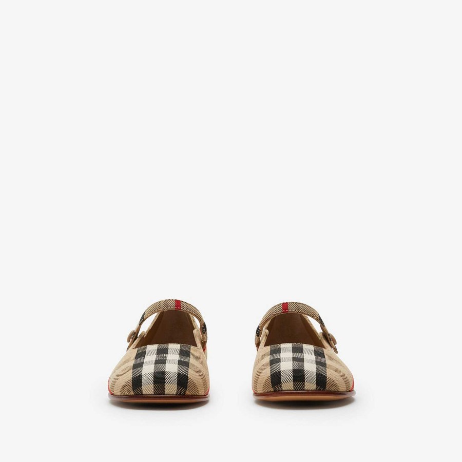 Dzieci Burberry Buty|Prezenty dla niemowląt | Sprawdź buty Mary Jane Flats Archiwalny beż