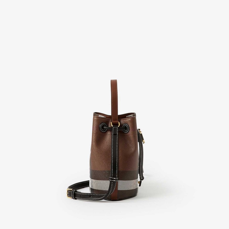 Kobiety Burberry Mini|Sprawdź|Crossbody | Torba typu Bucket Mini Tb Ciemny, brzozowy brąz