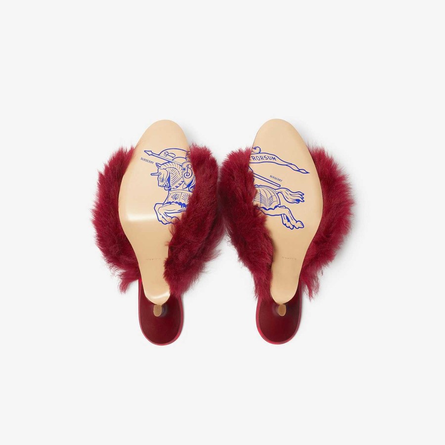 Kobiety Burberry Sandały | Shearling Minnie Mules Marszczyć