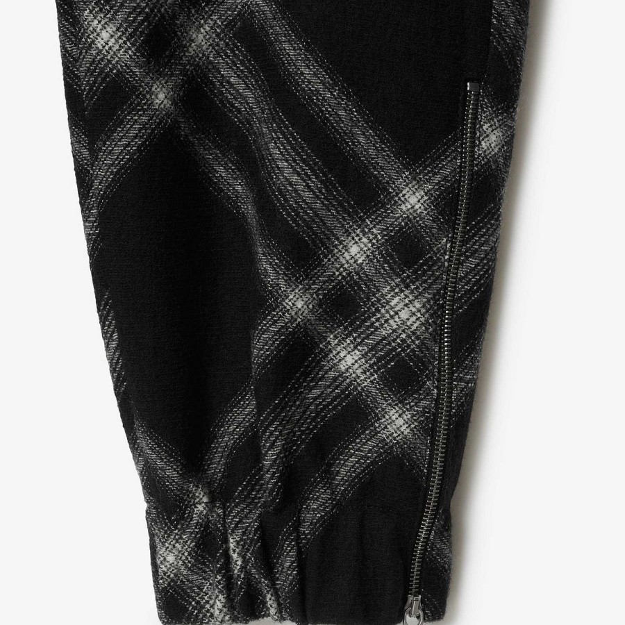 Mężczyźni Burberry Spodnie i szorty | Sprawdź wełniane spodnie do joggingu Monochromia