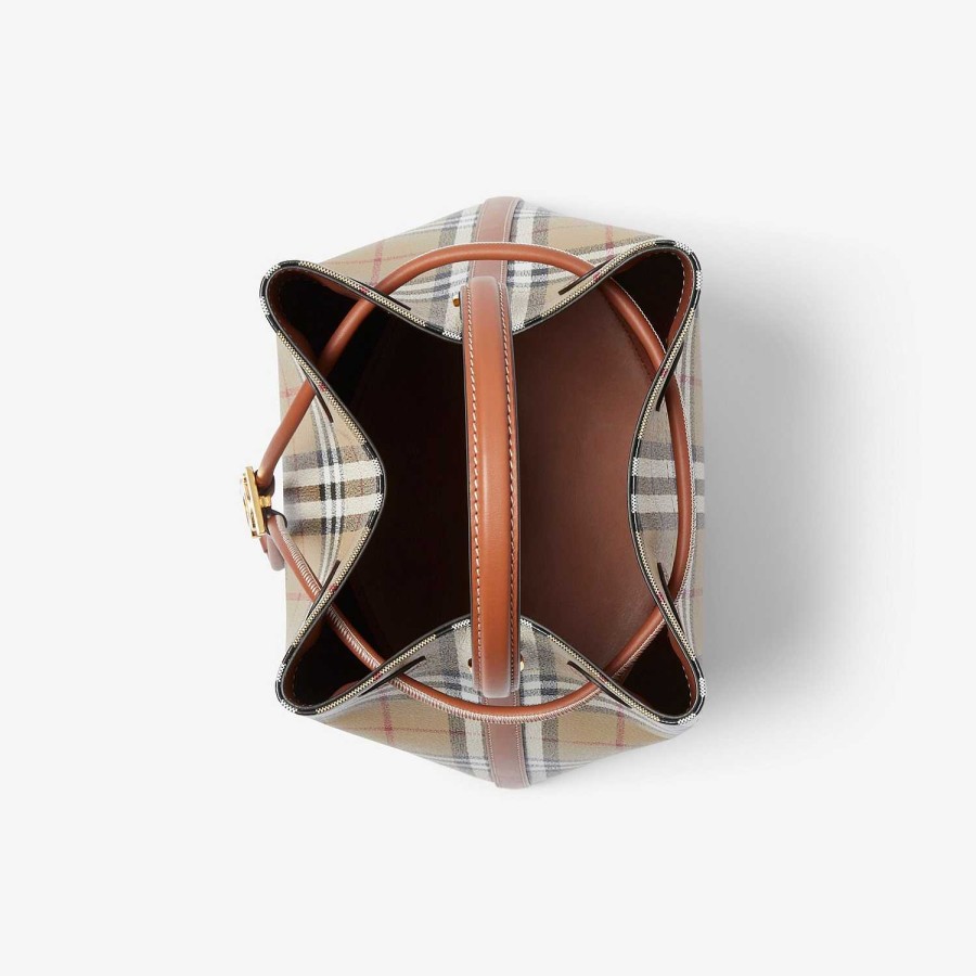 Kobiety Burberry Sprawdź|Crossbody | Mała torba typu Bucket Tb Archiwalny beż/briar brown