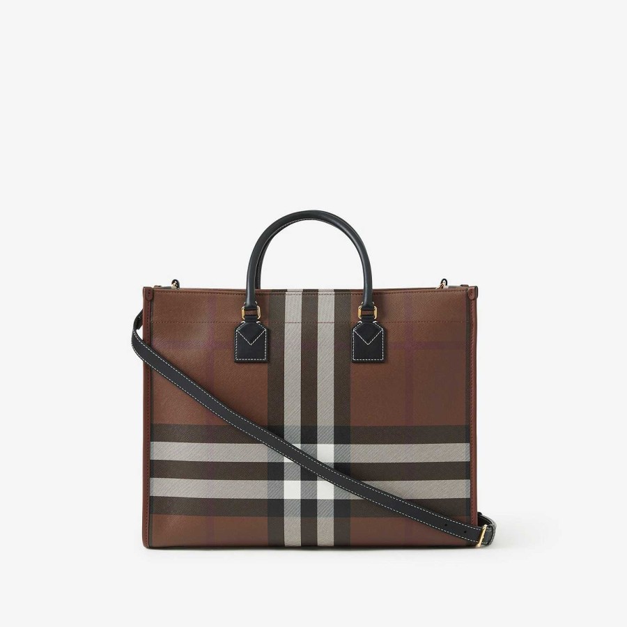 Kobiety Burberry Spersonalizowane prezenty|Czek|Tote | Średnia torba Freya Ciemny, brzozowy brąz