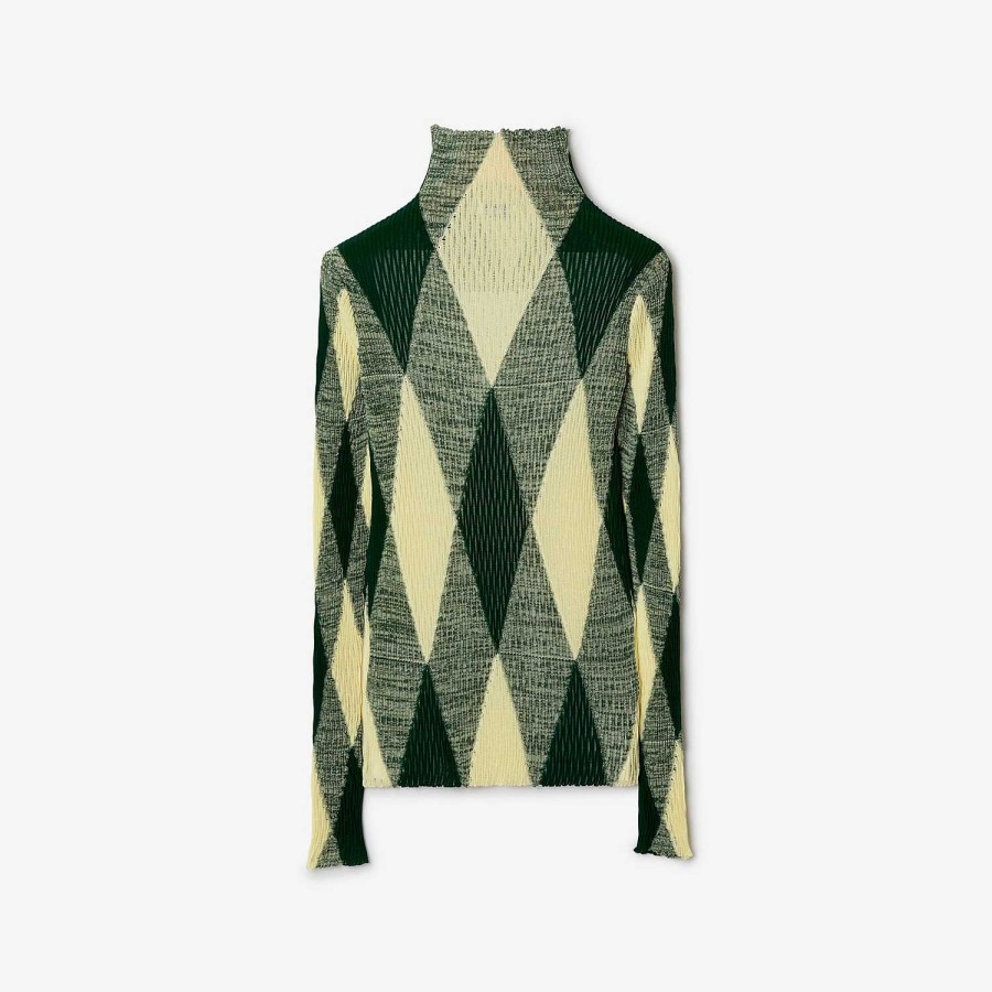 Kobiety Burberry Dzianina | Sweter z jedwabiu bawełnianego w stylu argyle Bluszcz