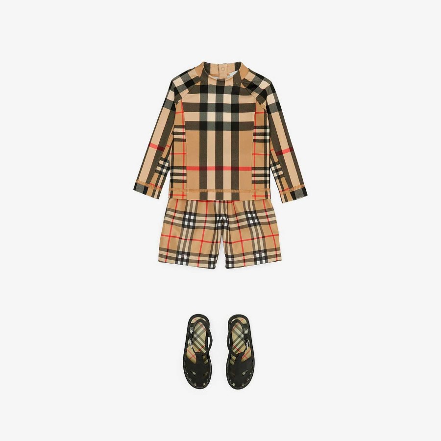 Dzieci Burberry Stroje kąpielowe | Szorty kąpielowe w kratkę w stylu vintage Archiwalny beż