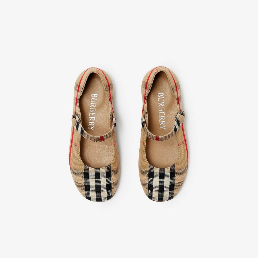 Dzieci Burberry Buty|Prezenty dla niemowląt | Sprawdź buty Mary Jane Flats Archiwalny beż