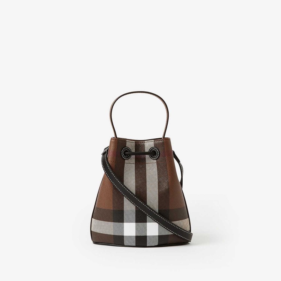 Kobiety Burberry Mini|Sprawdź|Crossbody | Torba typu Bucket Mini Tb Ciemny, brzozowy brąz