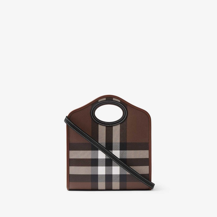 Kobiety Burberry Sprawdź|Górny uchwyt|Crossbody | Mini-kieszonkowa torba Ciemny, brzozowy brąz