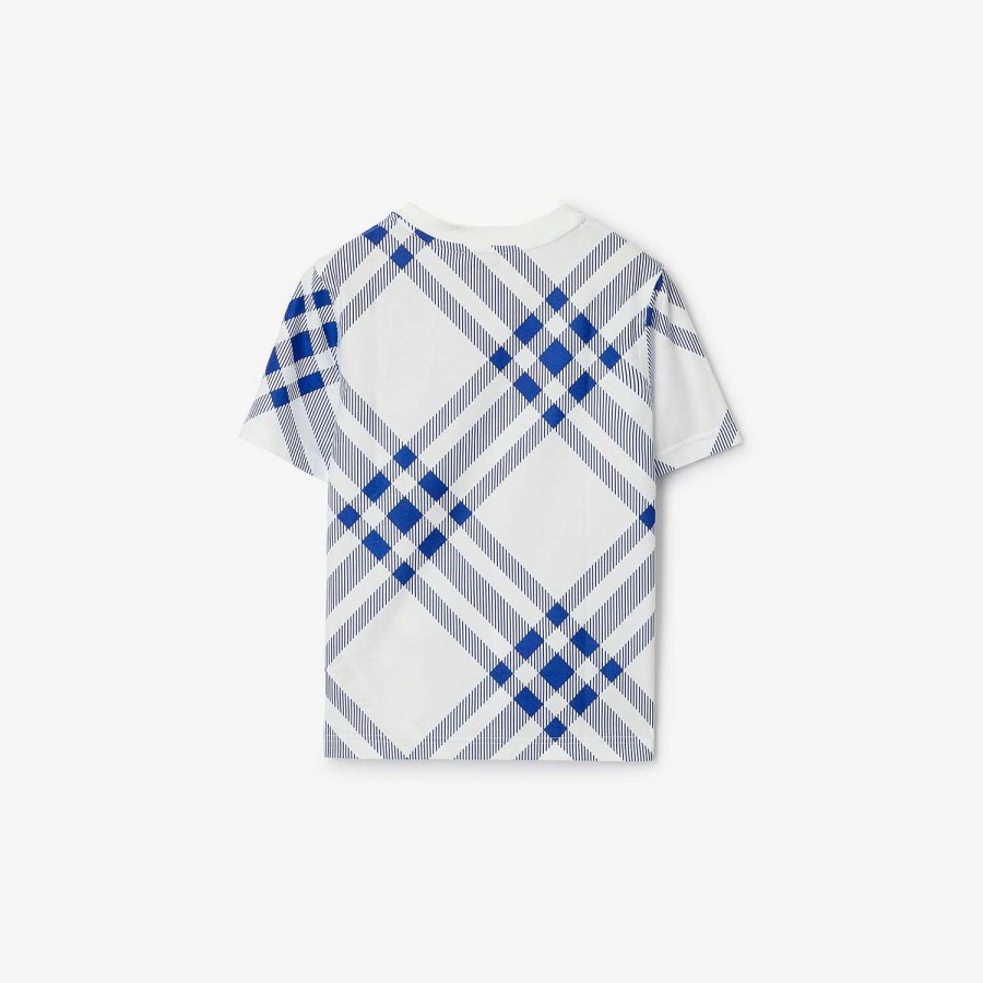 Dzieci Burberry Stroje kąpielowe|Koszulki polo i T-shirty|Topy | Sprawdź bawełniany T-shirt Rycerz/Sól